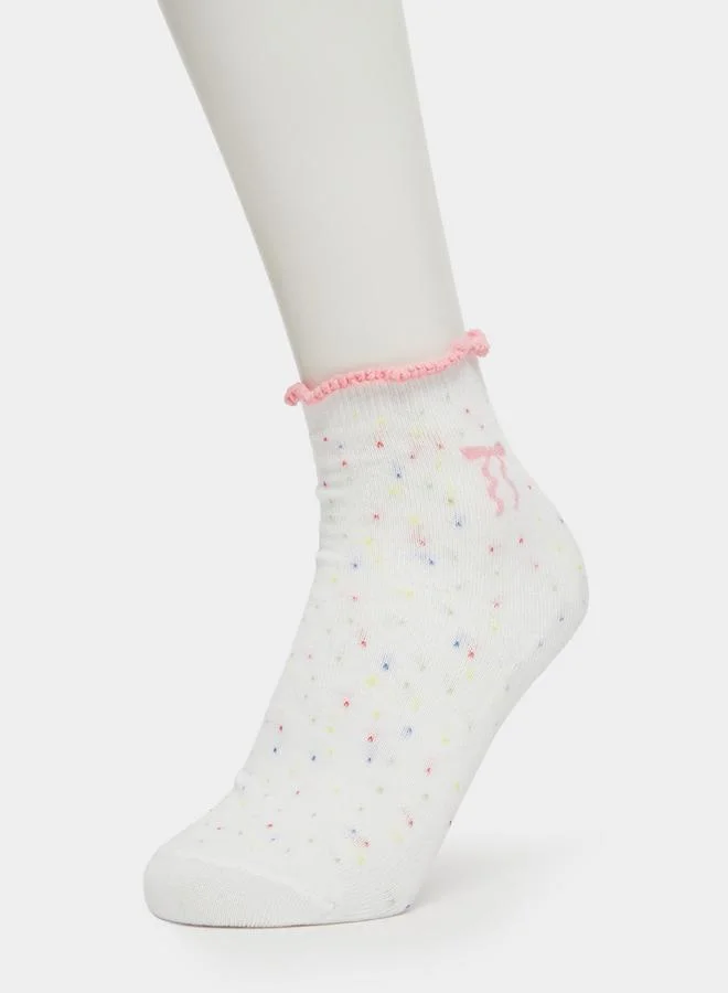 Styli Pack of 5 - White Crew Socks with Ruffle Trim
